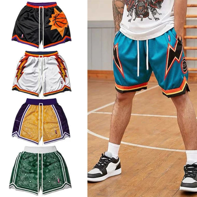 Basketball Shorts Men&amp;amp;#39;s Streetwear Training Short Pants Retro Embroidered Five Points Ball Shorts American Gym Shorts Plus Size
