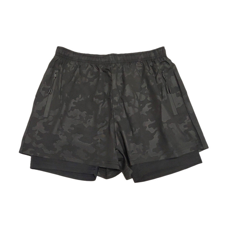 2022 New Anti-glare Stretch Running Sports Casual Double-layer Shorts Fitness Muscle Training Men&#039;s Shorts