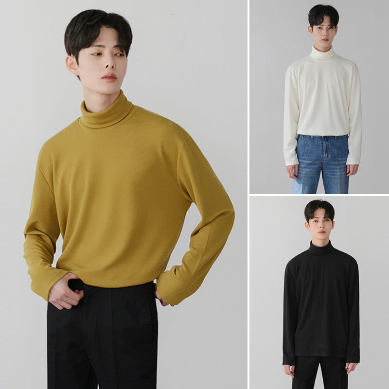 Autumn And Winter Turtleneck Bottoming Shirt Men&#039;s Korean-style Trendy Loose Long-sleeved T-shirt Inner T-shirt Top