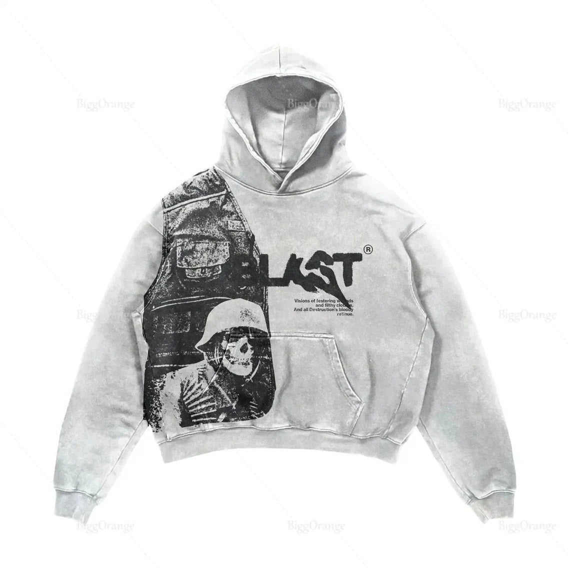 2023 New Casual Letter Explosion Print Men&#039;s Clothing Skull Fashion Hoodie Men&#039;s Harajuku Retro Autumn