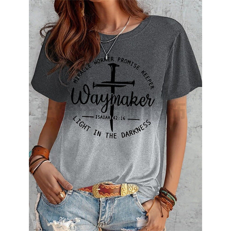 Summer New Print Short-sleeved T-shirt Women&#039;s Clothing