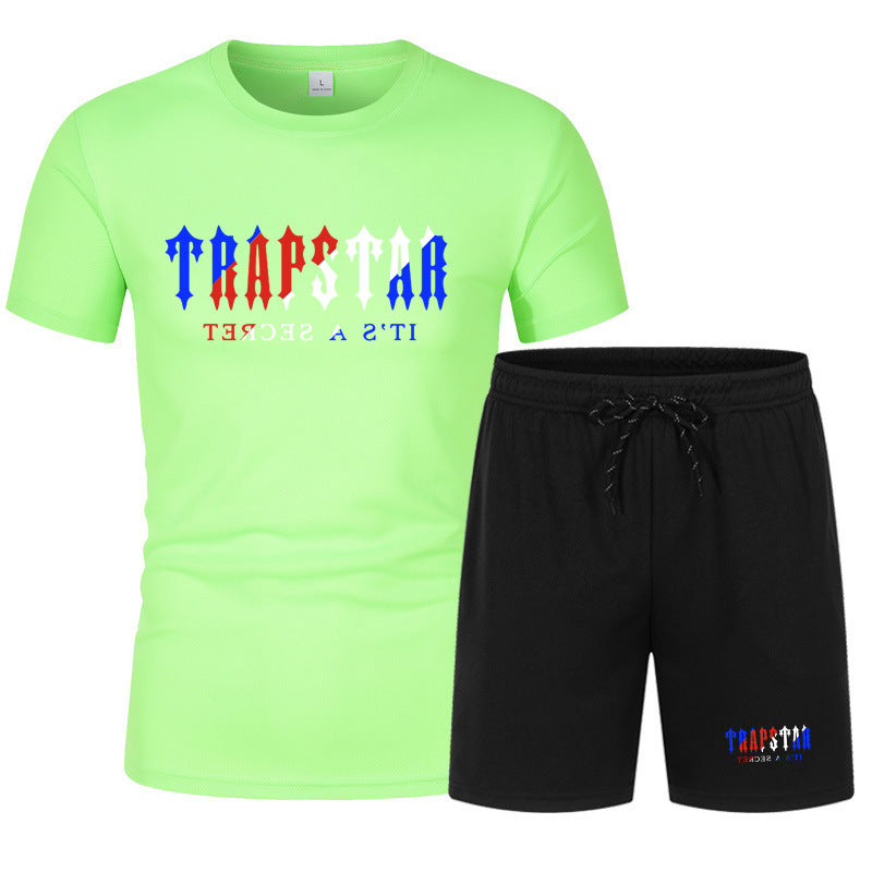 2023 Cross-border New Summer Men&amp;#039;s Short-sleeved T-shirt Shorts Casual Sportswear Two-piece Suit T-shirt