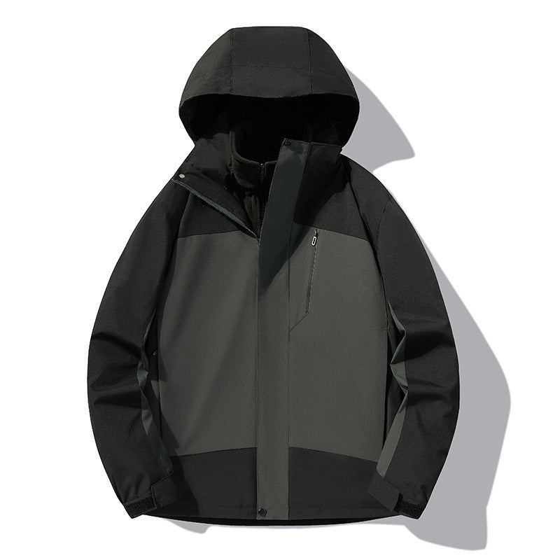 Outdoor Jacket Three-in-one Men And Women New Autumn And Winter Windproof Waterproof Sports Comfortable Warmth Removable Mountaineering Suit