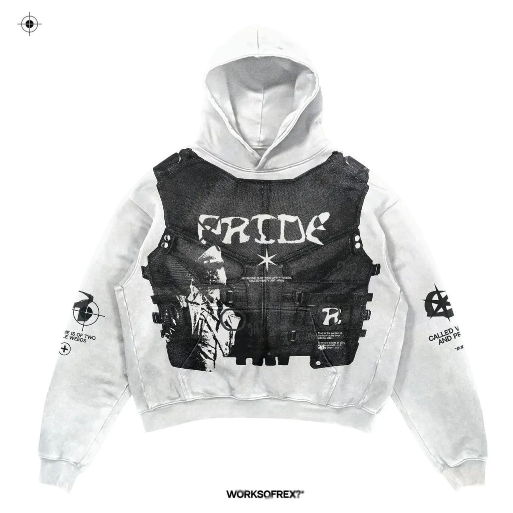 2023 New Casual Letter Explosion Print Men&#039;s Clothing Skull Fashion Hoodie Men&#039;s Harajuku Retro Autumn