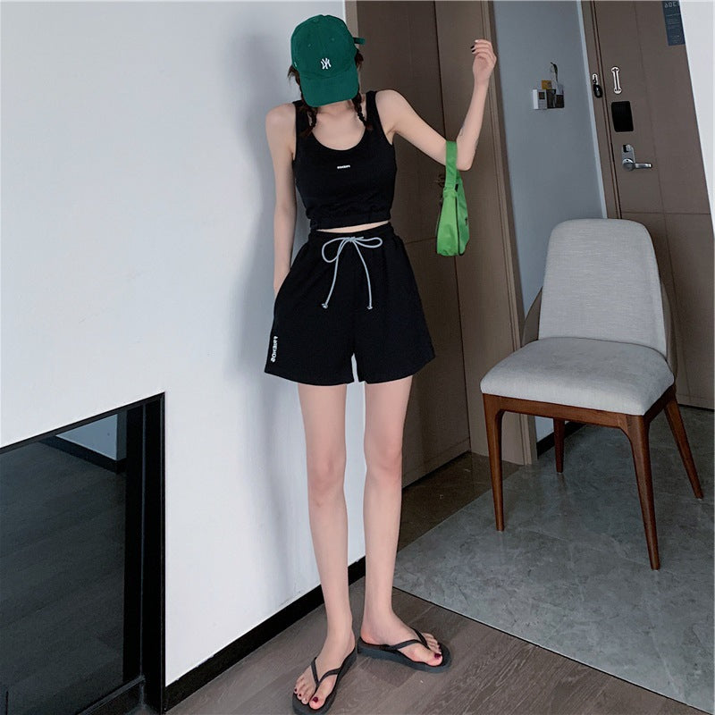 Summer Leisure Yoga Fitness Running Sports Suit Female Sexy Vest Short Shorts Two-piece