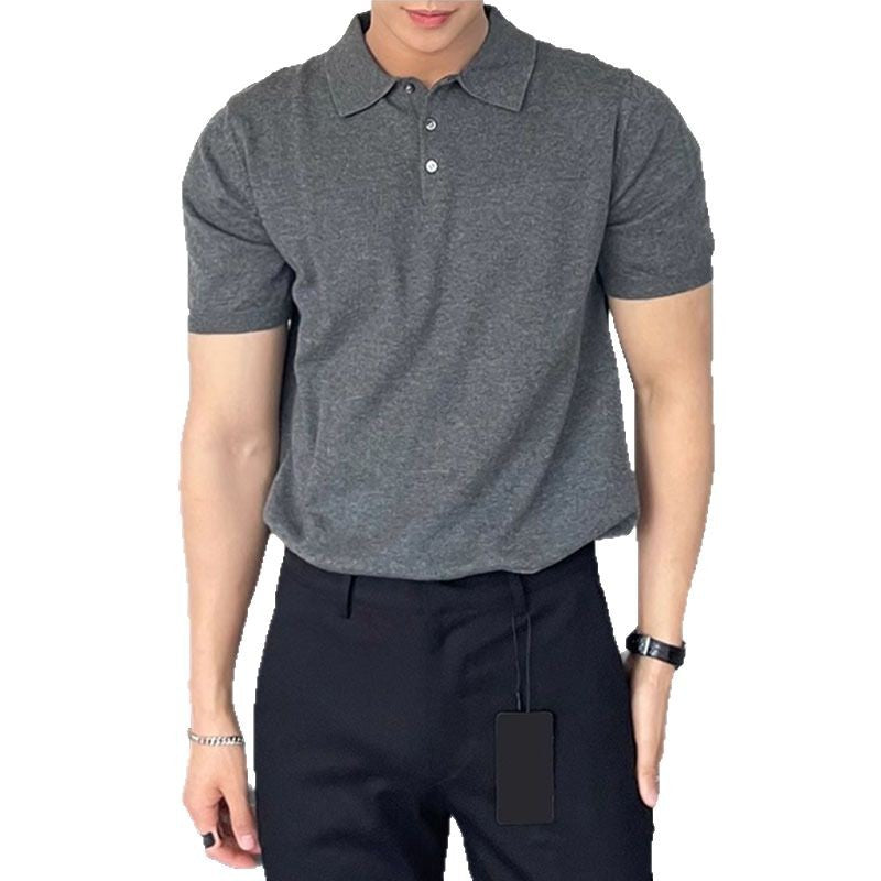 Summer Thin Men&#039;s Slim Casual Polo Shirt Korean Style Fashion T-Shirt Short-Sleeved Trendy