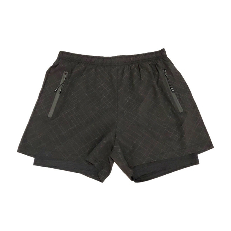 2022 New Anti-glare Stretch Running Sports Casual Double-layer Shorts Fitness Muscle Training Men&#039;s Shorts
