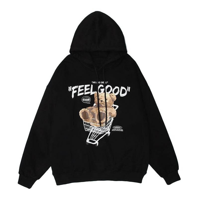 2022 Trendy Brand Sweater Male Cute Bear Hooded Sweater European And American Hip-hop Loose Couple Outfit Hoodie