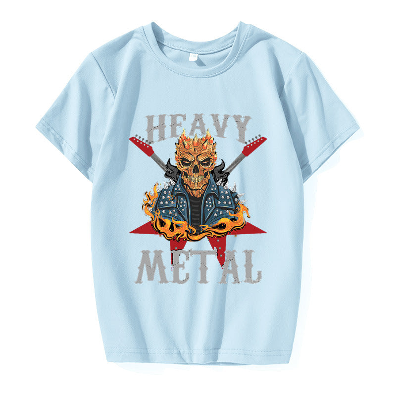 Summer Anime Print Short Sleeve Skull Head Print Men Ladies Casual T-Shirt Polyester Cotton Short Sleeve Multicolor Optional T-Shirt