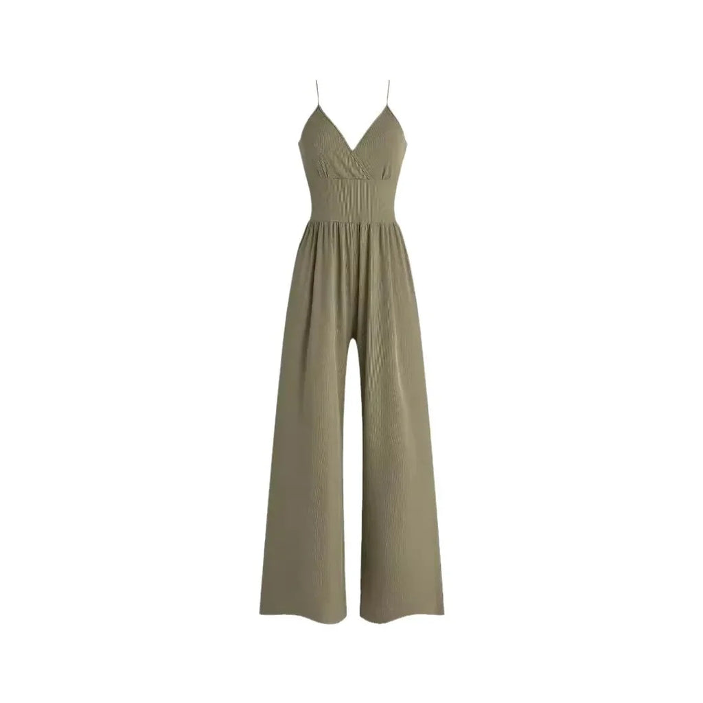 Summer Pants Set Multi-color Temperament Commuter Sling Waist Fashion Casual Jumpsuit