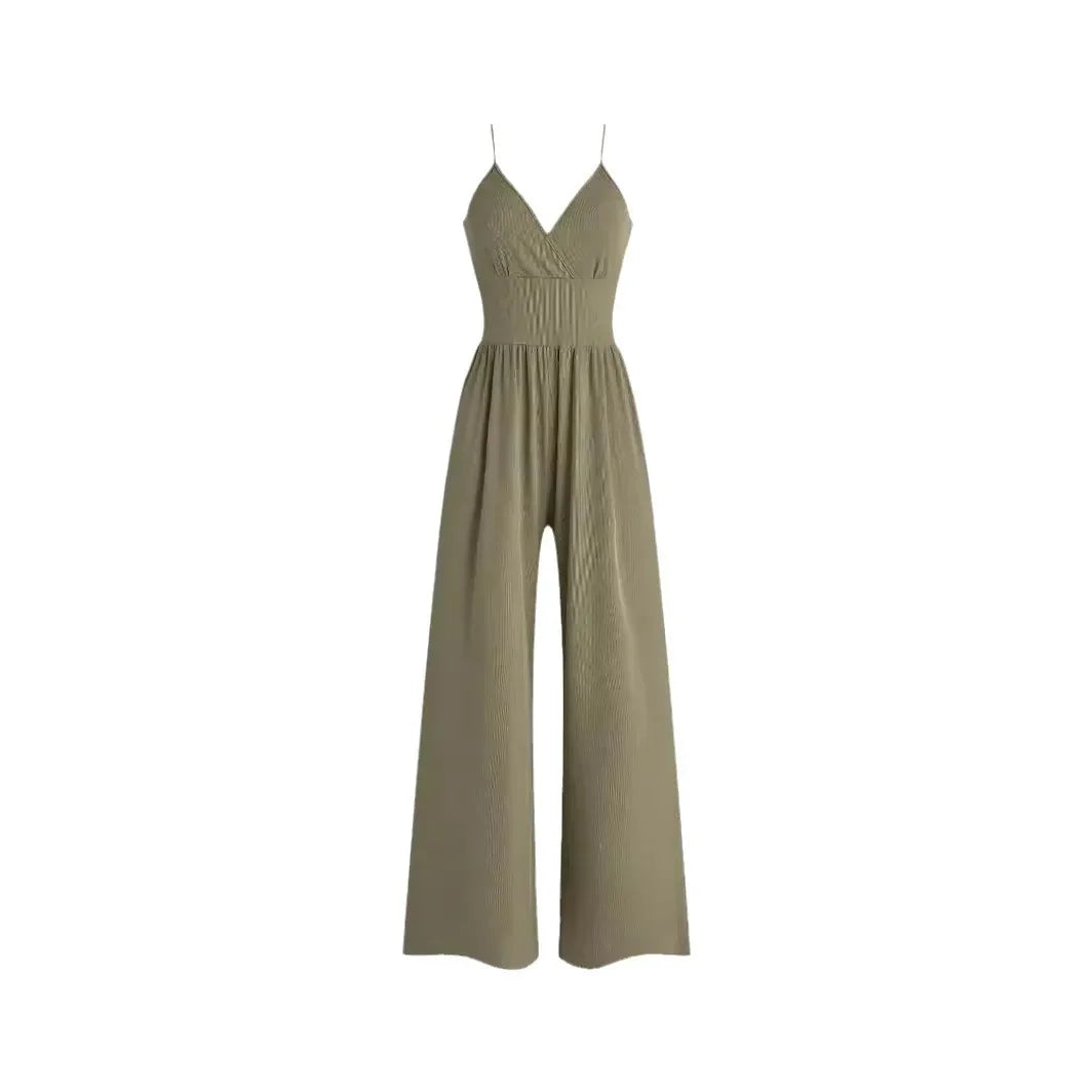 Summer Pants Set Multi-color Temperament Commuter Sling Waist Fashion Casual Jumpsuit