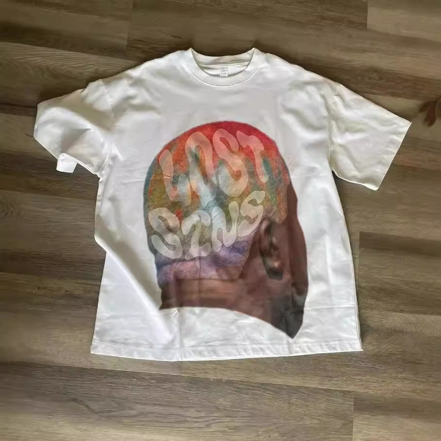 American Hip-Hop Character Print T-Shirt Casual Fashion Oversized T-Shirt Harajuku Gothic Retro Men&#039;s T-Shirt