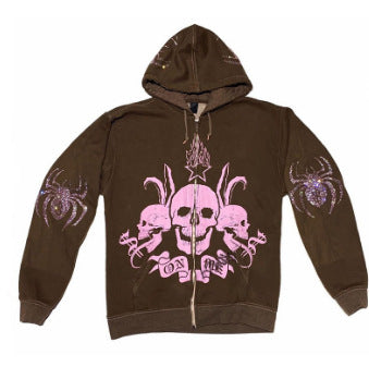 Street Hip Hop Gothic Harajuku Y2k Black Zipper Hoodie Female 2022 Rock Harajuku Jacket Sweater Female