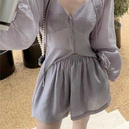 Sun-Kissed Vixen V-neck long-sleeved shirt and shorts