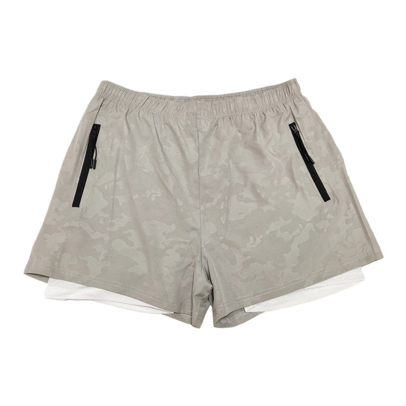 2022 New Anti-glare Stretch Running Sports Casual Double-layer Shorts Fitness Muscle Training Men&#039;s Shorts