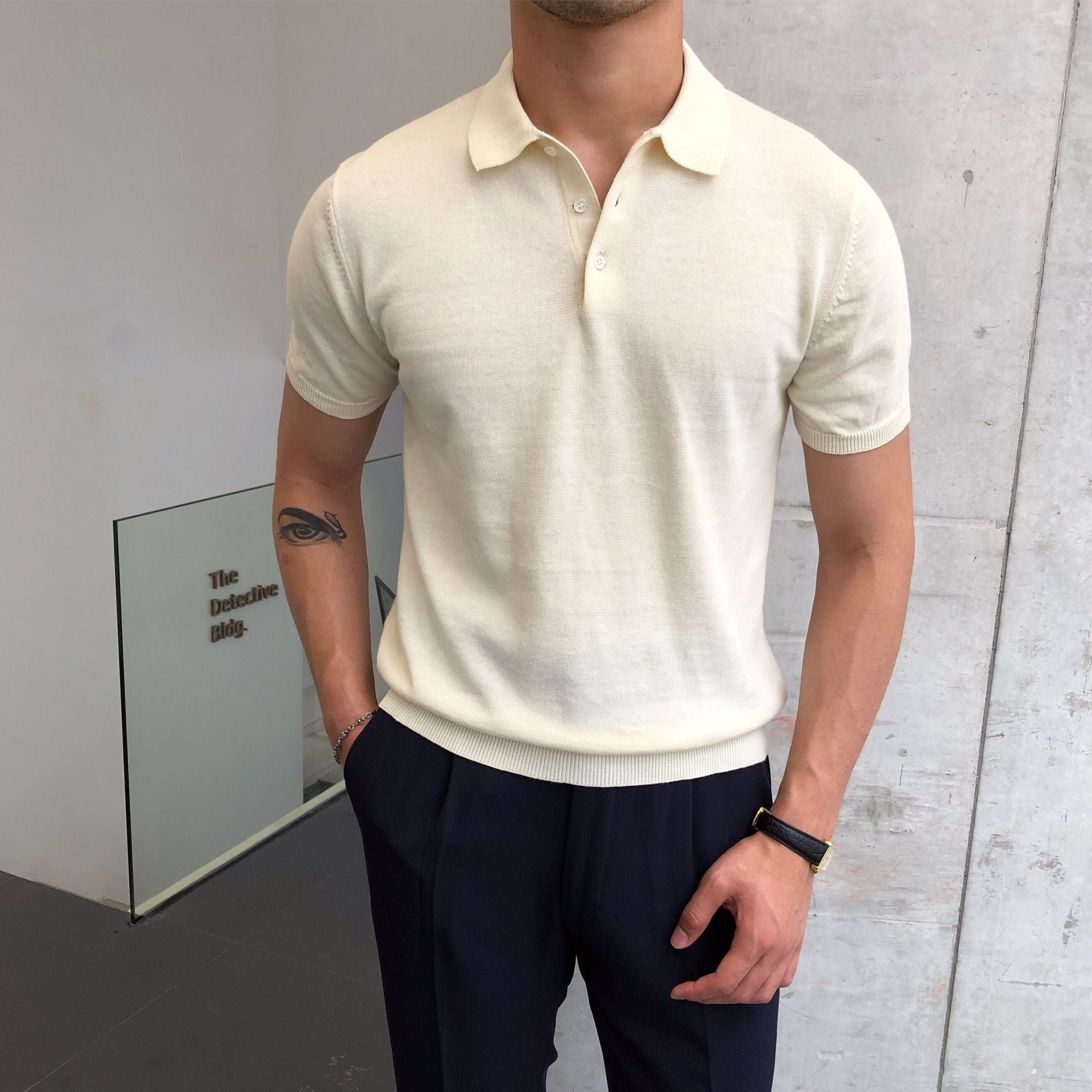 Summer Thin Men&#039;s Slim Casual Polo Shirt Korean Style Fashion T-Shirt Short-Sleeved Trendy