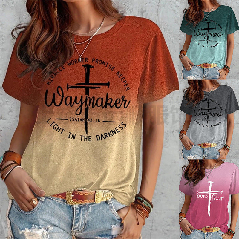 Summer New Print Short-sleeved T-shirt Women&#039;s Clothing