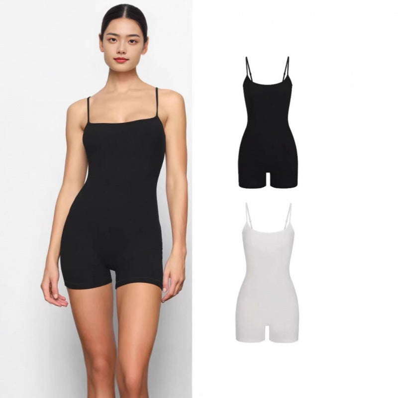 Soft Lounge Scoop Onesie Suspender One-Piece Three-Quarter Pants