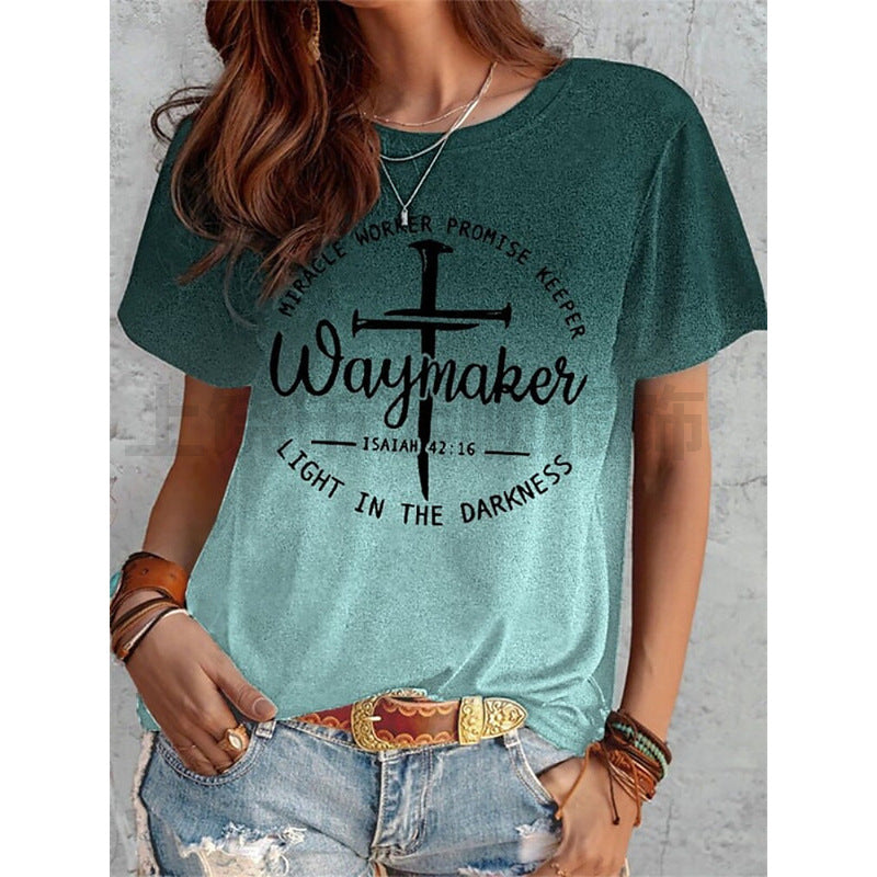 Summer New Print Short-sleeved T-shirt Women&#039;s Clothing