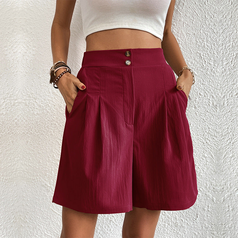 Summer New Loose Pants Casual Women&#039;s High Waist Wide Leg Shorts