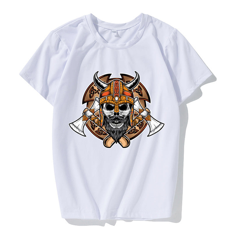 Summer Anime Print Short Sleeve Skull Head Print Men Ladies Casual T-Shirt Polyester Cotton Short Sleeve Multicolor Optional T-Shirt