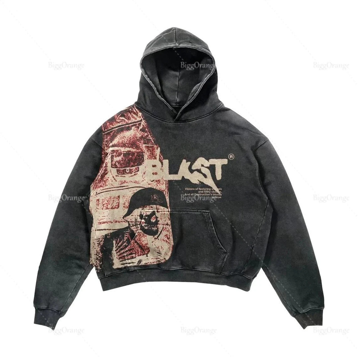 2023 New Casual Letter Explosion Print Men&#039;s Clothing Skull Fashion Hoodie Men&#039;s Harajuku Retro Autumn