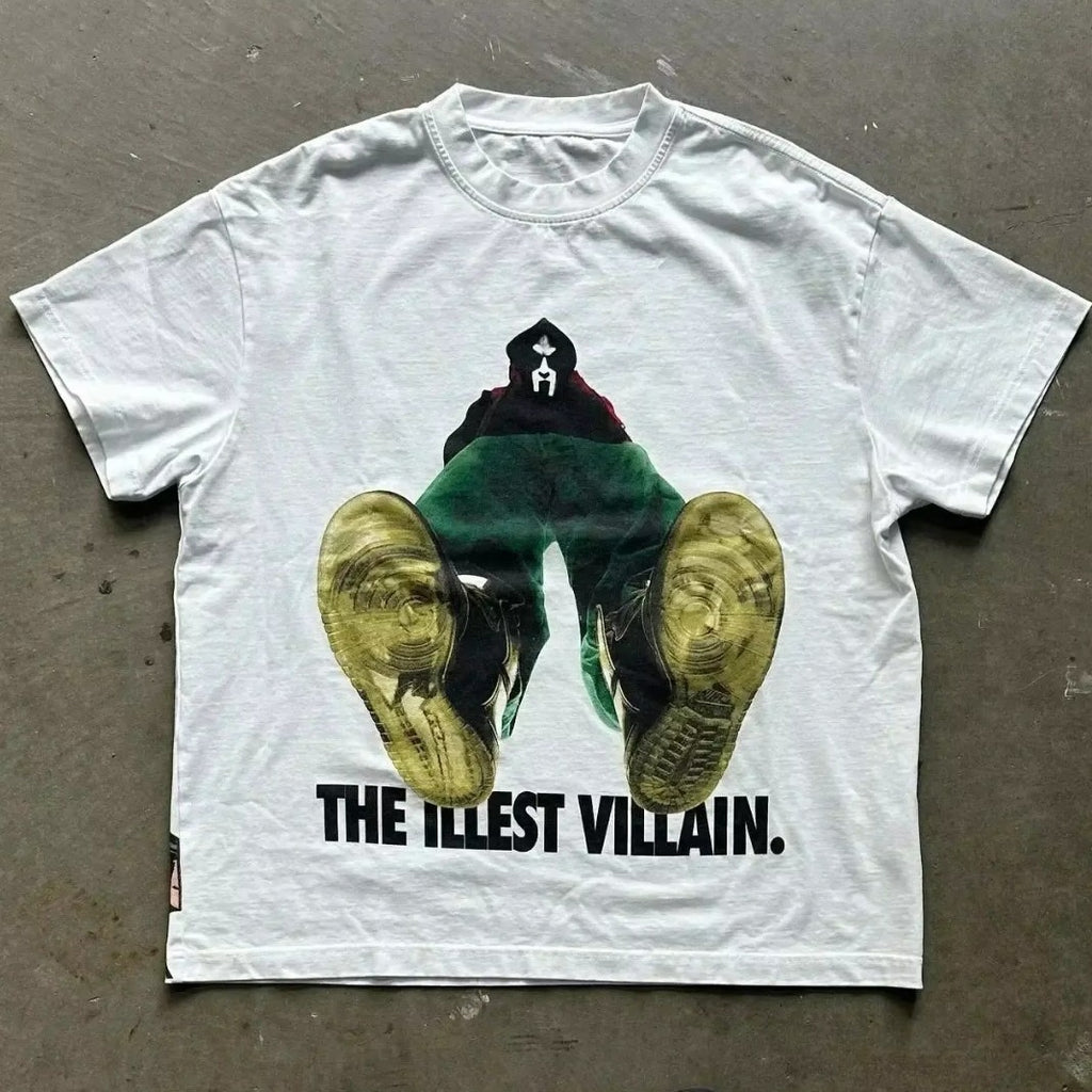 American Hip-Hop Character Print T-Shirt Casual Fashion Oversized T-Shirt Harajuku Gothic Retro Men&#039;s T-Shirt