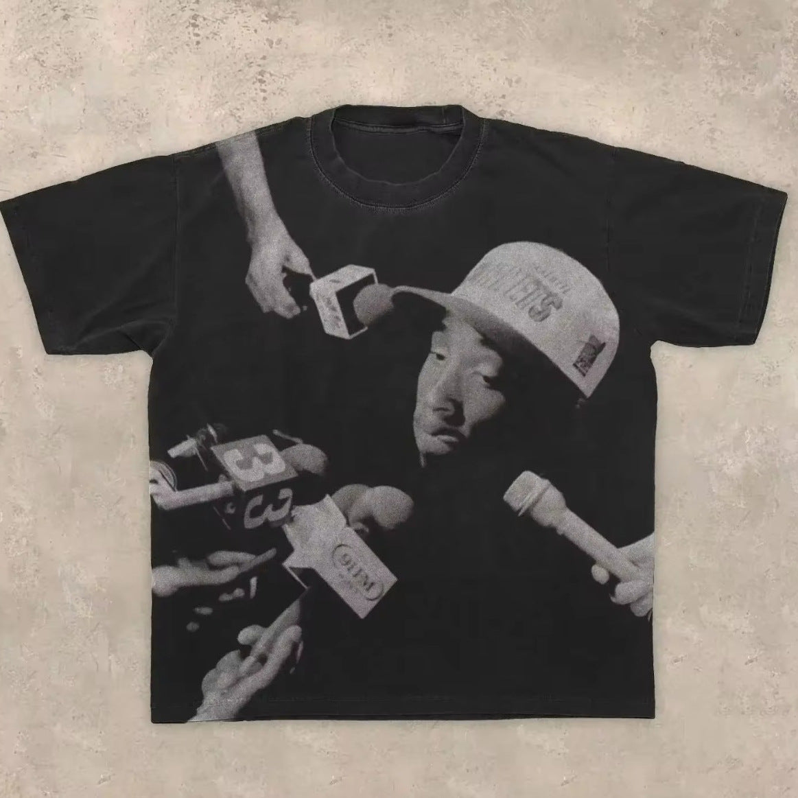 American Hip-Hop Character Print T-Shirt Casual Fashion Oversized T-Shirt Harajuku Gothic Retro Men&#039;s T-Shirt