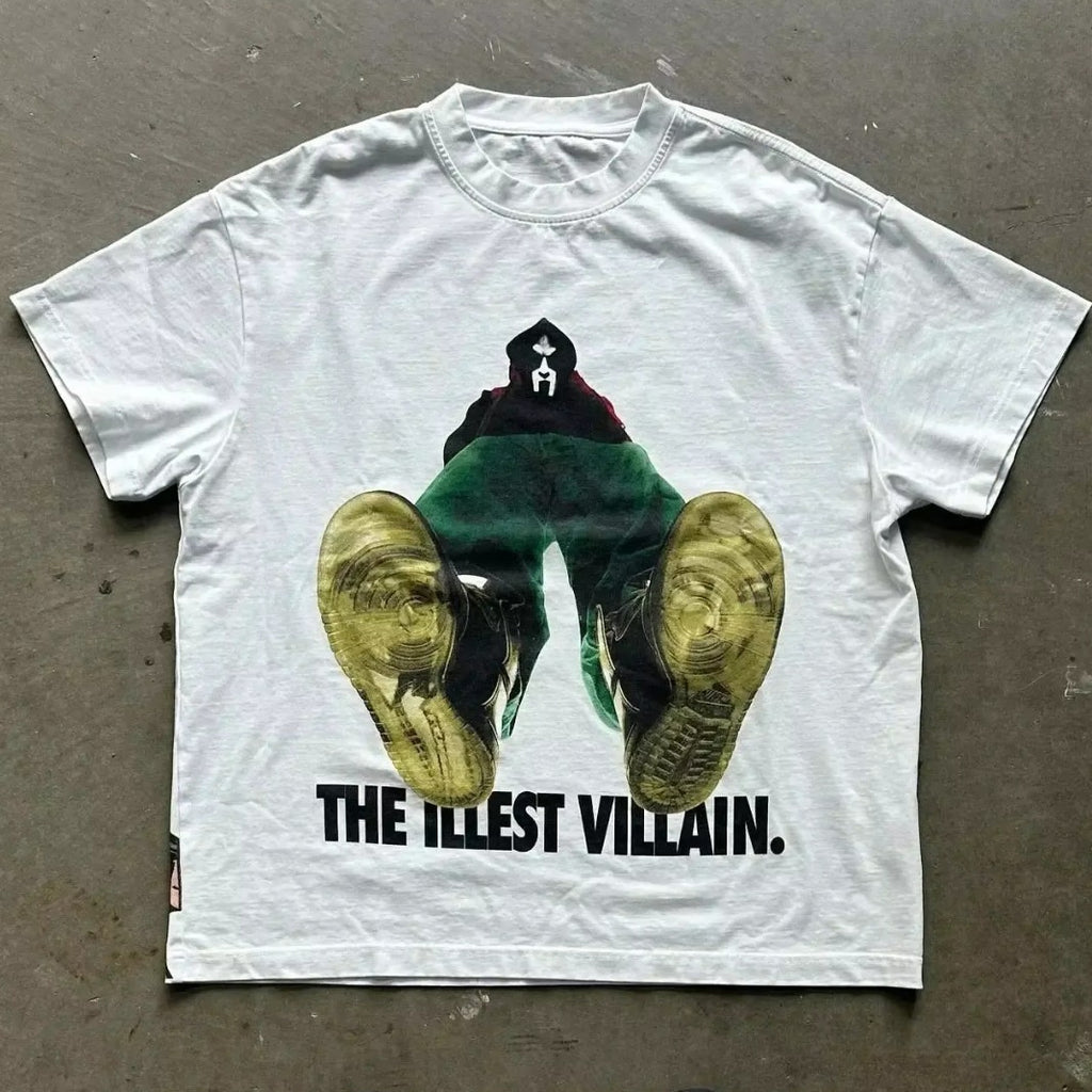 American Hip-Hop Character Print T-Shirt Casual Fashion Oversized T-Shirt Harajuku Gothic Retro Men&#039;s T-Shirt