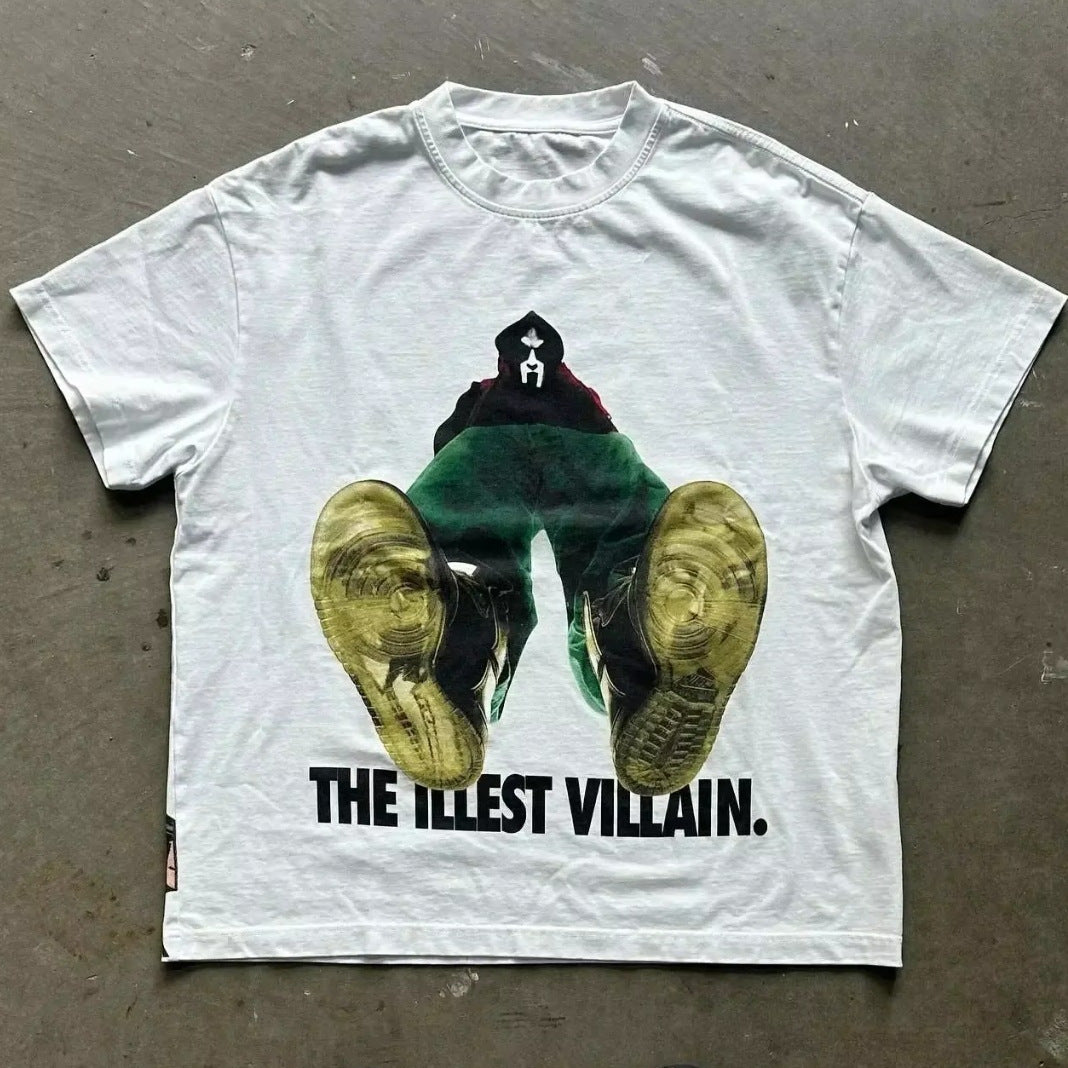 American Hip-Hop Character Print T-Shirt Casual Fashion Oversized T-Shirt Harajuku Gothic Retro Men&#039;s T-Shirt