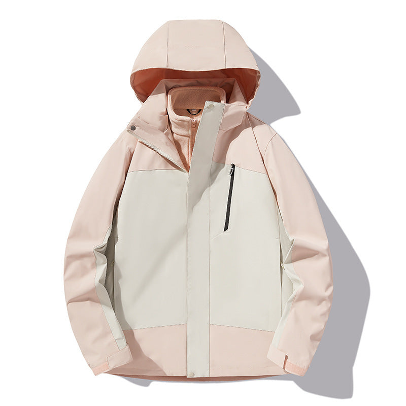 Outdoor Jacket Three-in-one Men And Women New Autumn And Winter Windproof Waterproof Sports Comfortable Warmth Removable Mountaineering Suit