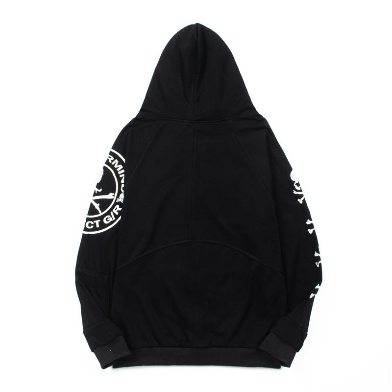 2025 Cross-Border American Trendyy Skull Stitching Zipper Hooded Sweatshirt For Men And Women Casual Trendyy Hoodie Jacket