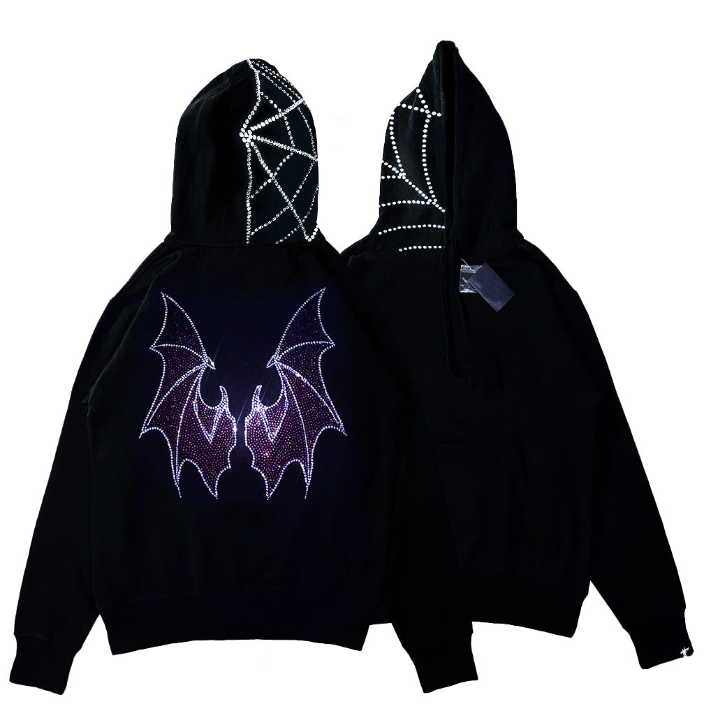 Y2k Hot Diamond Printed Loose Zipper Hoodie Women&#039;s Thickened Warm Harajuku Jacket Street Photograph Korean Style Sweater